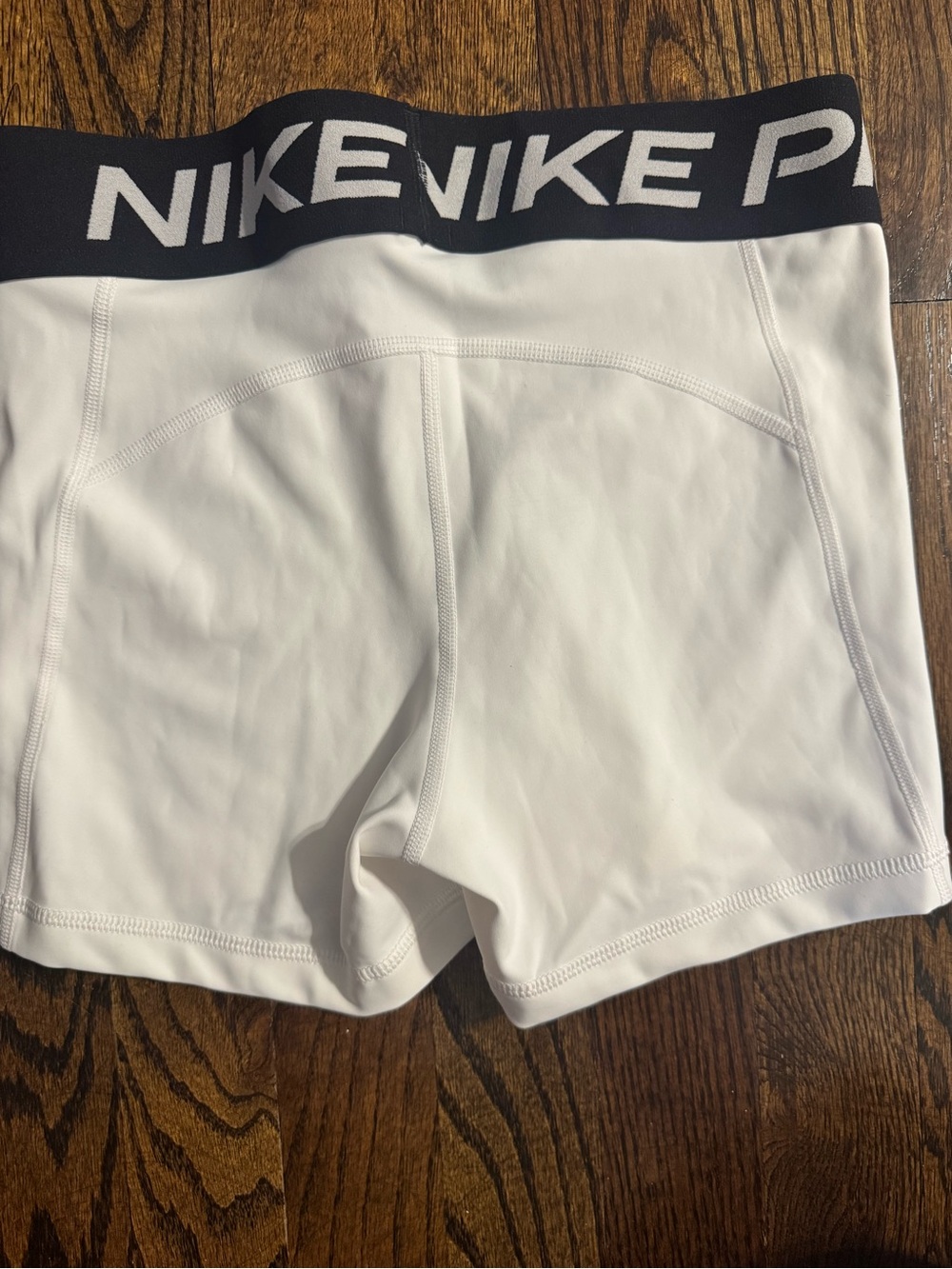 Nike White Pro Compression Bike Shorts with Black Waistband - Picture 2 of 3